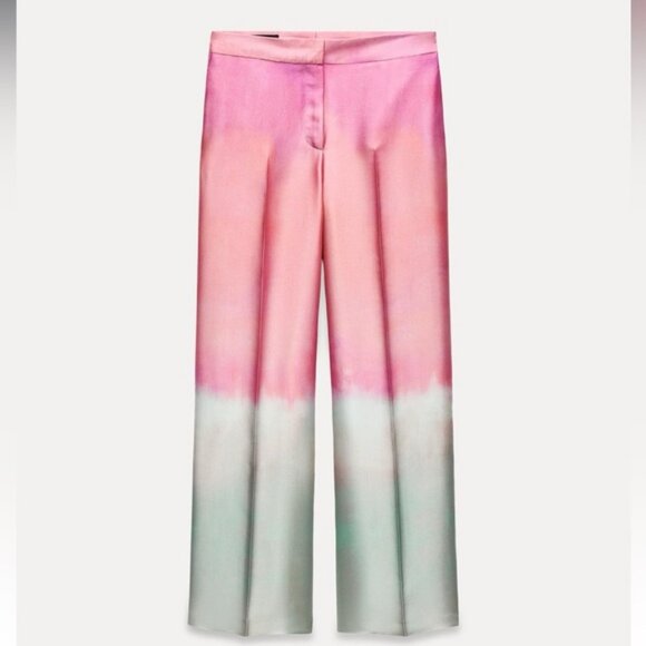 ZARA TIE DYE PRINT WIDE LEG PANTS - Picture 1 of 3